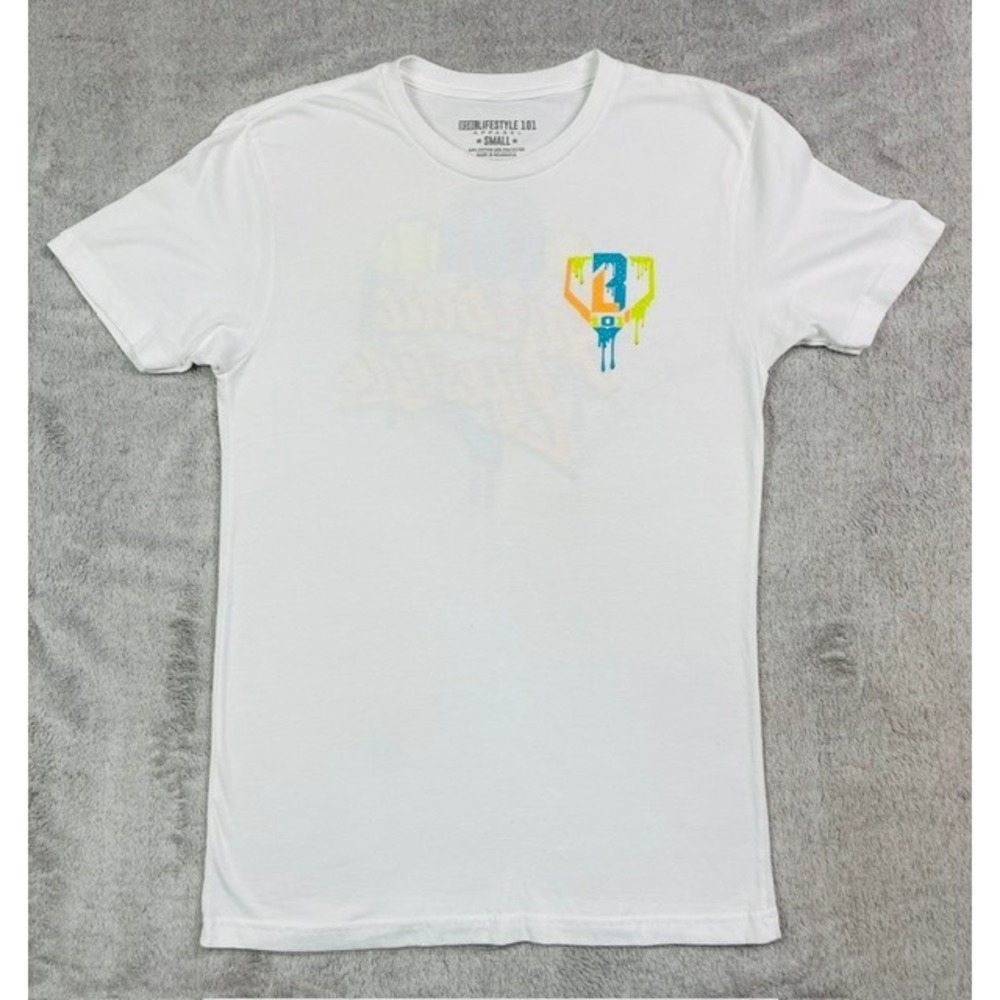 BSBL Lifestyle 101 T-Shirt Women Small White Excellent Graphic Baseball Tee